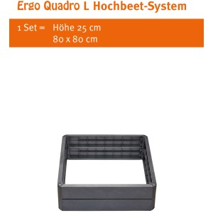Garantia Ergo Quadro L Stone Hochbeet-System aus Kunststoff, 80x80x25 cm.