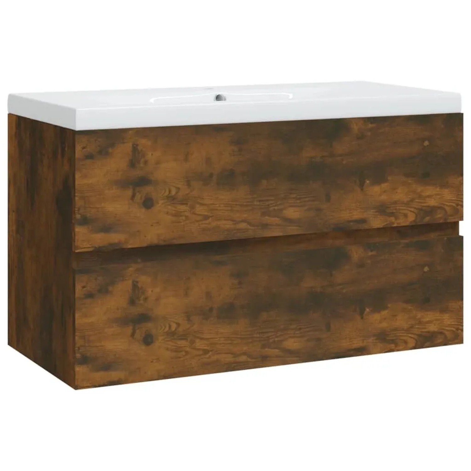 vidaXL Waschbeckenschrank mit Einbaubecken Räuchereiche Holzwerkstoff 3120342