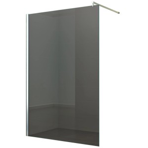 Dein Bau Projekt Walk-In Duschabtrennung mit Grauglas, 130x200 cm, inklusive Stabilisierungsstange.