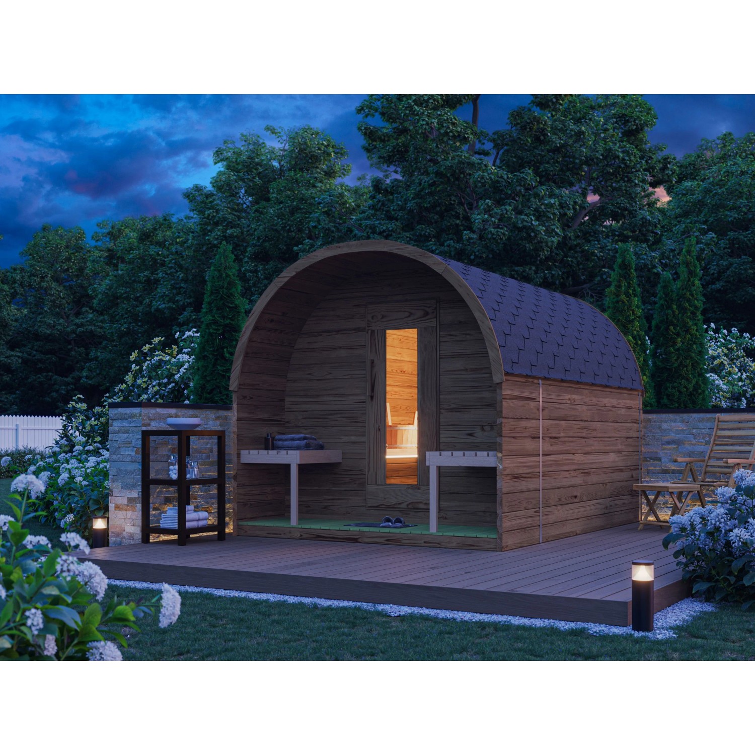 Fjordholz Pod Sauna Modell Luxe 300 cm Thermoholz