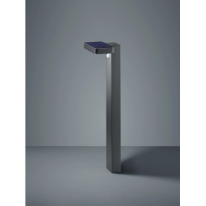 Anthrazitfarbene Trio LED Solar-Wegeleuchte Esquel mit Solarmodul und Bewegungssensor.