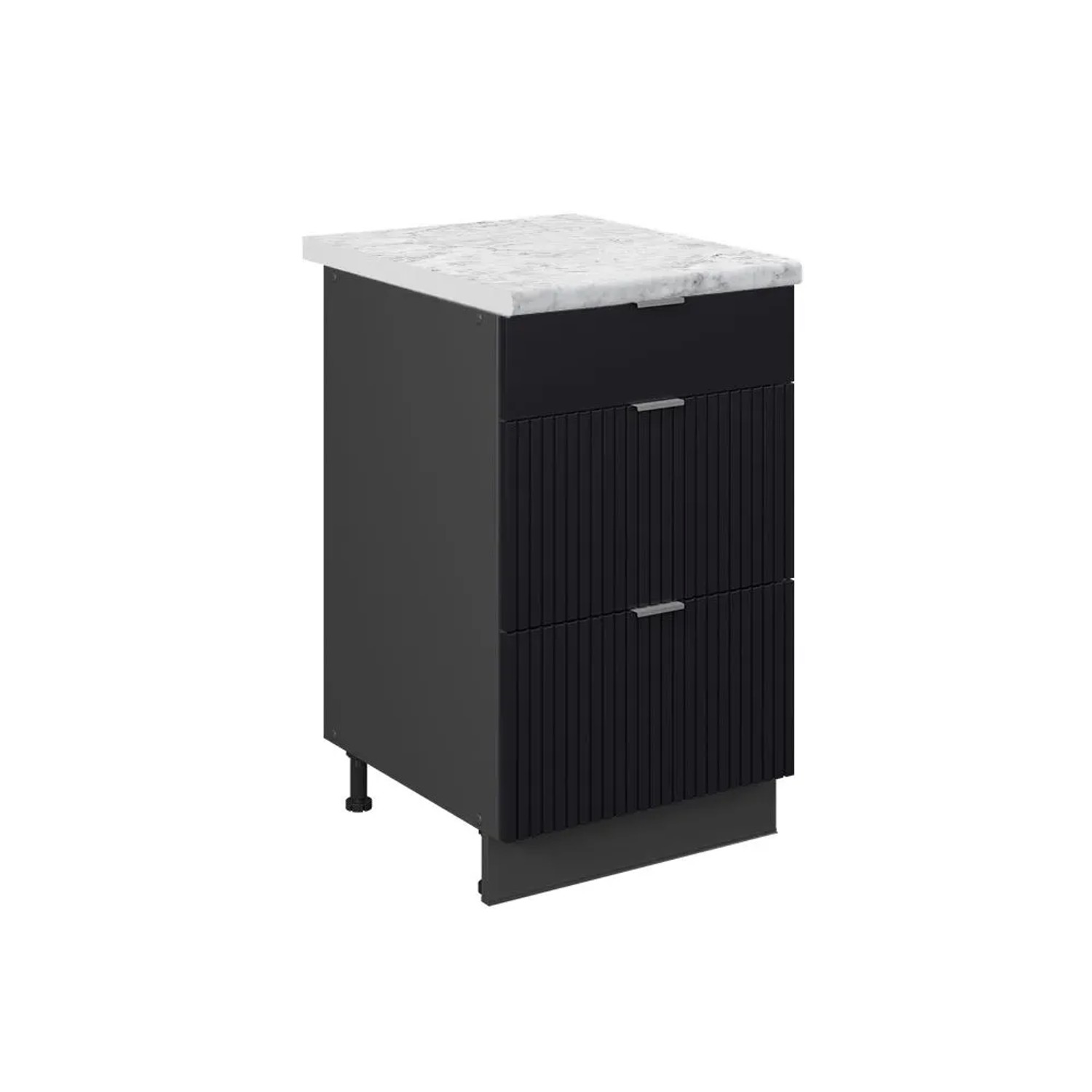 Vicco Küchenunterschrank Fame-Line Schwarz gestreift/Anthrazit 50 x 82, AP Marmor