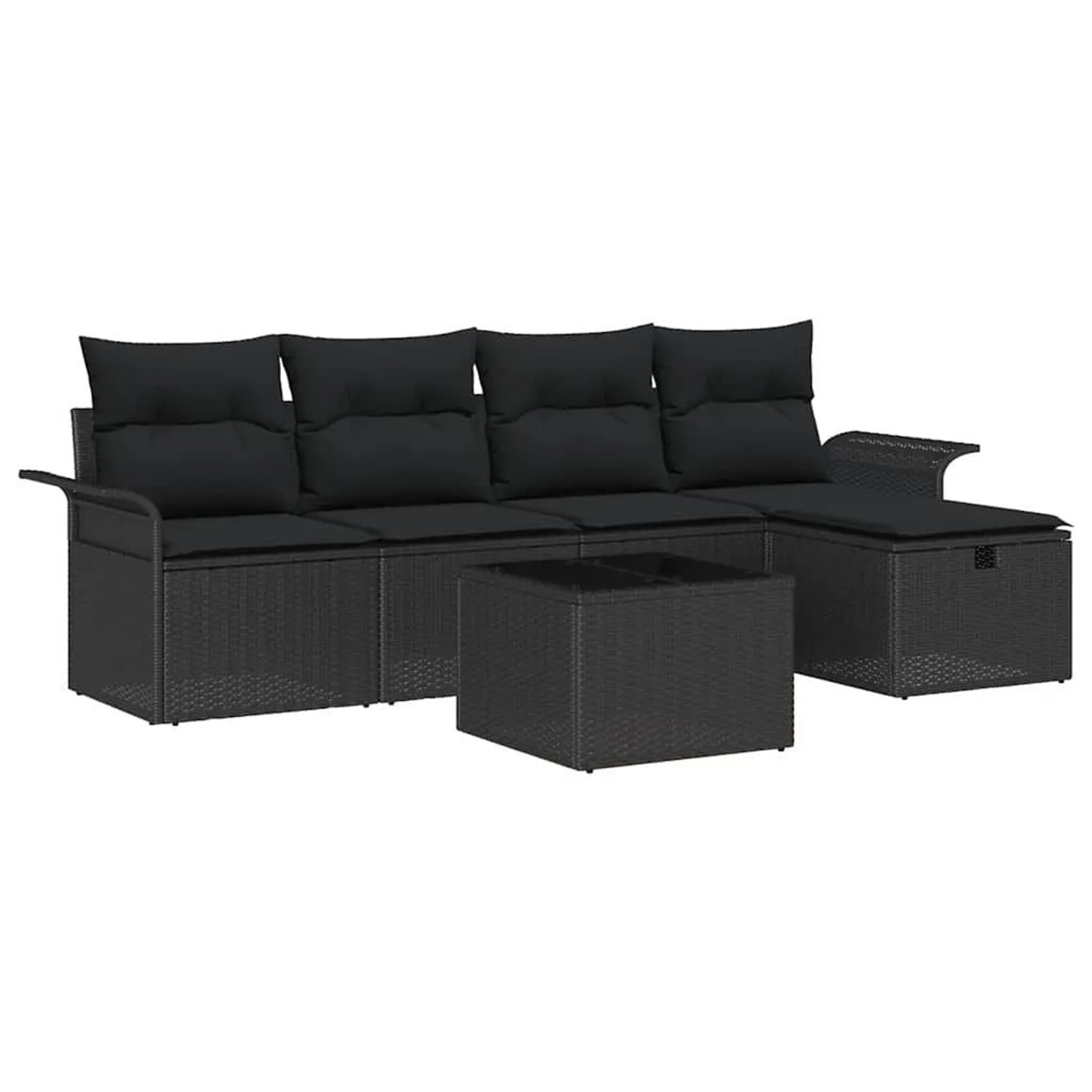 vidaXL Gartensofa-Set mit Kissen 6 Stk Schwarz Poly-Rattan 3358872