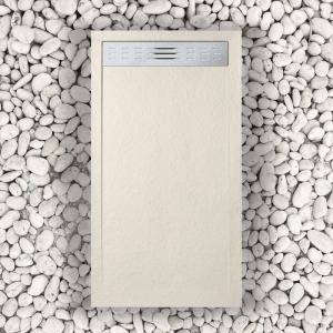 Beige Frascio Duschwanne 70x200 cm mit Gitterlinie und Abfluss, Slim Design.