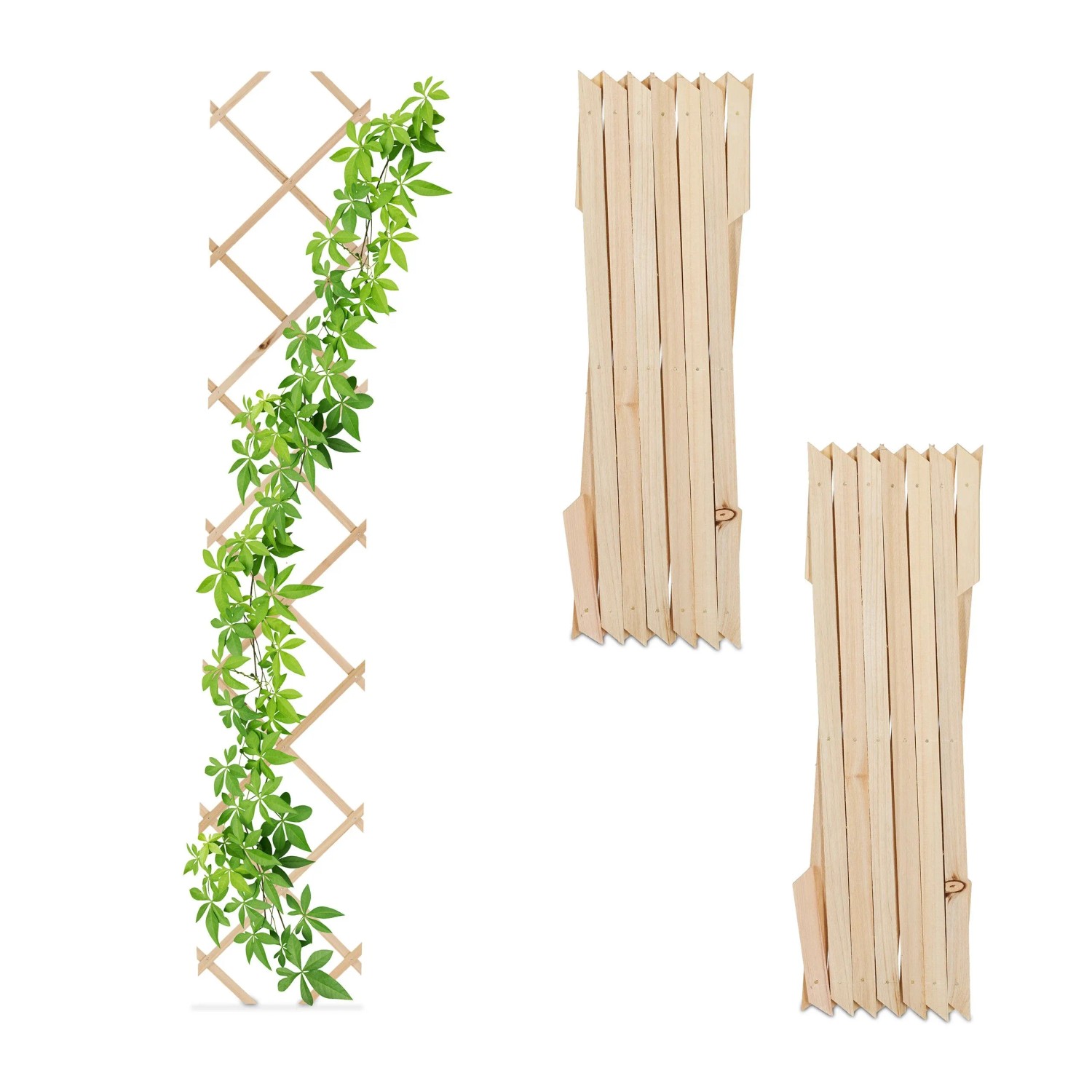 Relaxdays Rankgitter Tannenholz Natur Ausziehbar 3er Set 180 cm x 30 cm x 1 cm