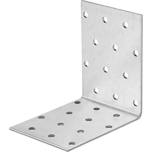 Verzinkter Winkelverbinder 80x80x60 mm mit Löchern für Holzkonstruktionen.