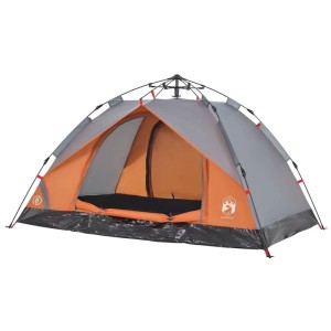 vidaXL Kuppel-Campingzelt 3 Personen Grau und Orange Quick Release 4004195