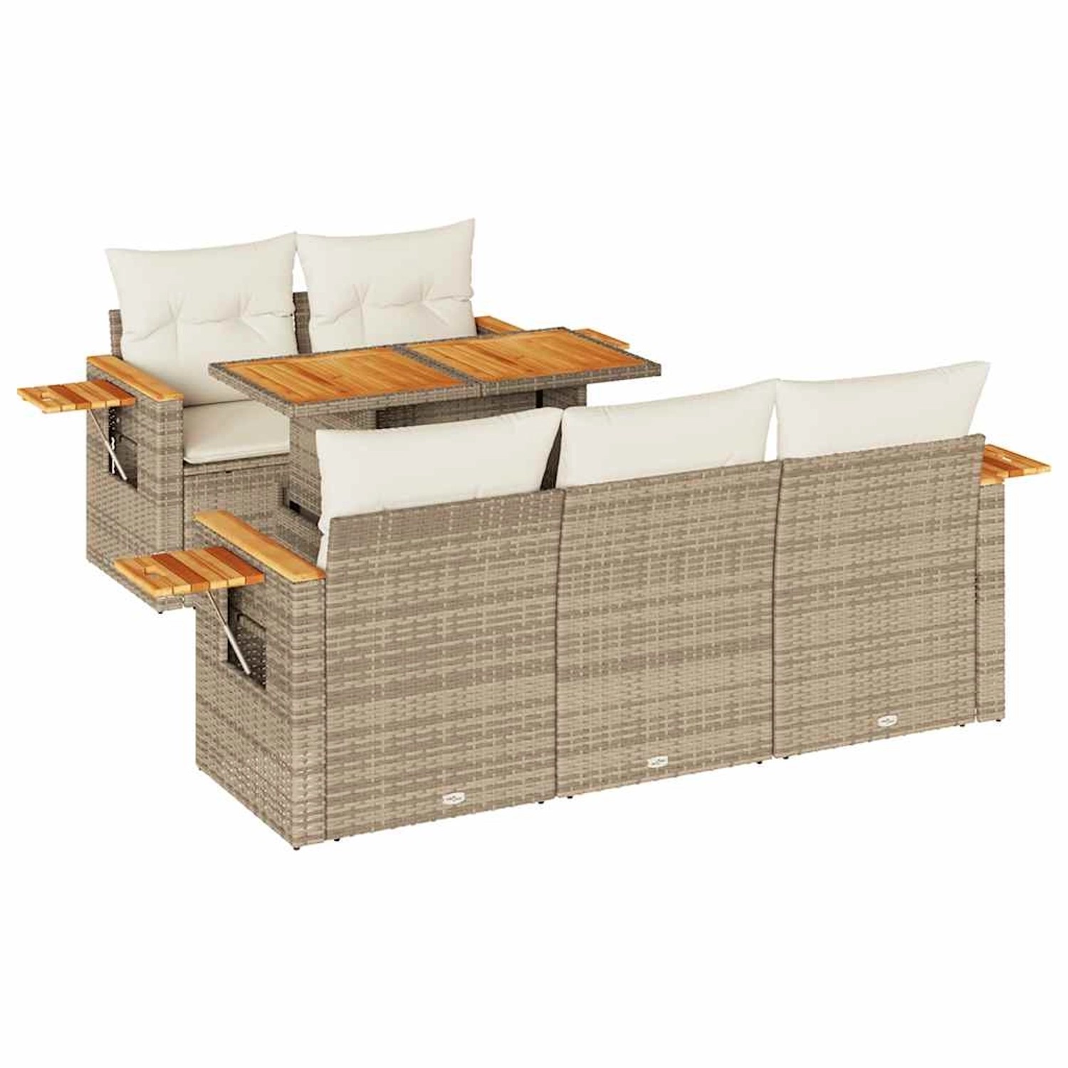 vidaXL 6-Tlg Garten-Sofagarnitur mit Kissen Beige Poly Rattan Akazie 332755 günstig online kaufen