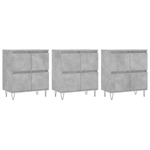 vidaXL Sideboards 3 Stk Betongrau Holzwerkstoff 3190201