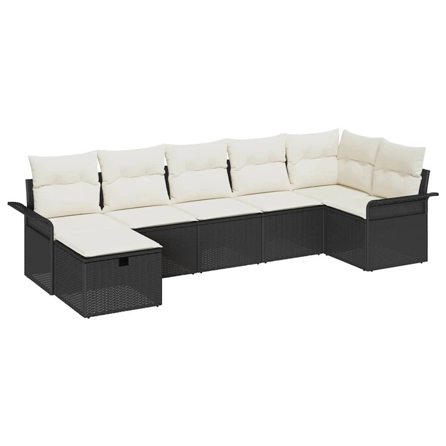 vidaXL Garten-Sofa-Set mit Kissen 7-Tlg Schwarz Poly Rattan 3360228 günstig online kaufen