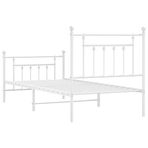 Weißes Metall Bettgestell 90x200 cm mit Kopf- und Fußteil für Jugendzimmer oder Schlafzimmer.