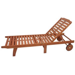 Klappbare Sonnenliege Palm Springs aus FSC®-Holz mit Rollen und verstellbarer Rückenlehne.