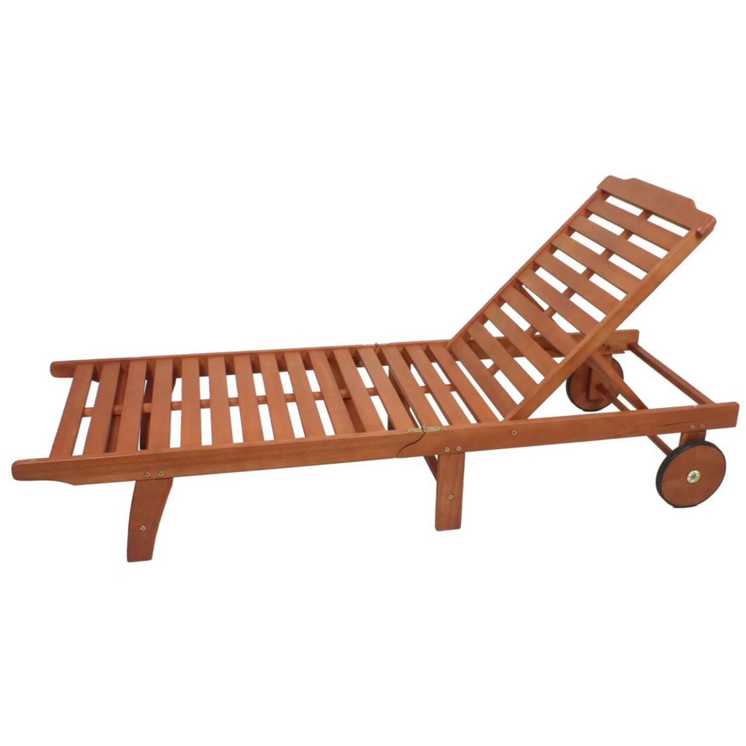 Klappbare Sonnenliege Palm Springs aus FSC®-Holz mit Rollen und verstellbarer Rückenlehne.