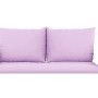 Lila Gartenbank Kissen Set: Sitzkissen und 2 Rückenkissen für 2-Sitzer Bänke.