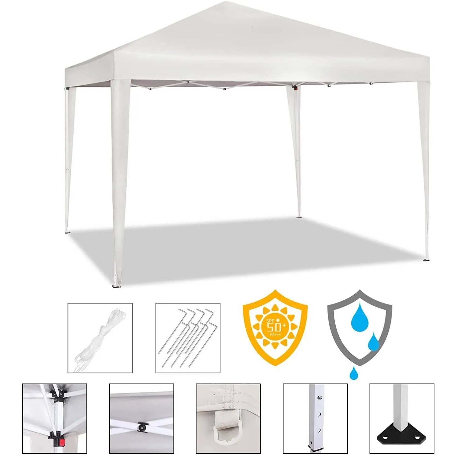 WOLTU Pavillon Pop-Up Wasserdichter Sonnenschutz 3 x 3 m Beige_6