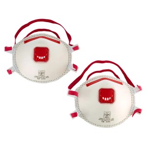 2er-Pack LUX Feinstaubmaske FFP3 mit Ventil, weiß. Atemschutz für Arbeiten mit Feinstaub.