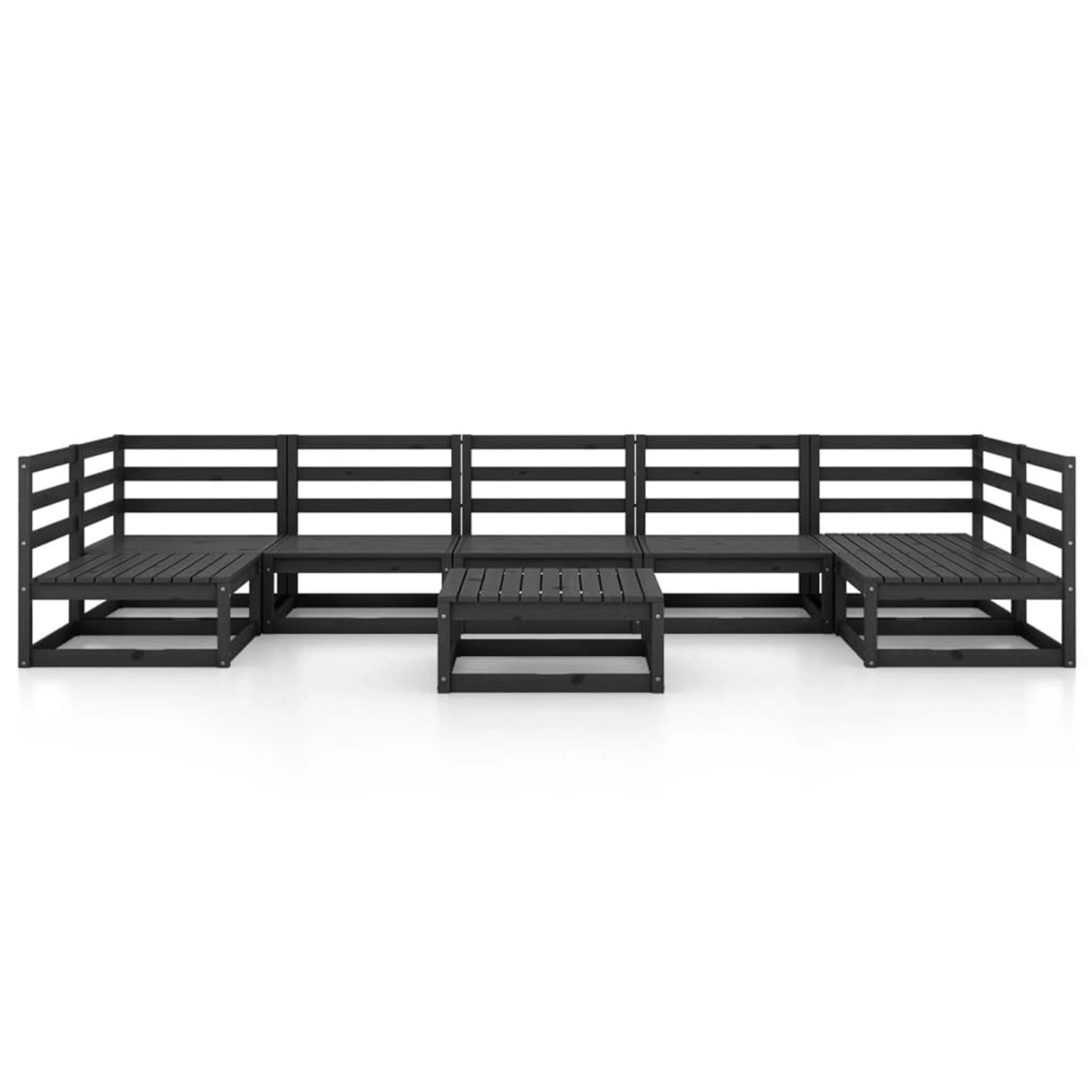 vidaXL 8-tlg. Garten Lounge Set aus Kiefernholz, schwarz. Gartenmöbel für Terrasse und Garten.