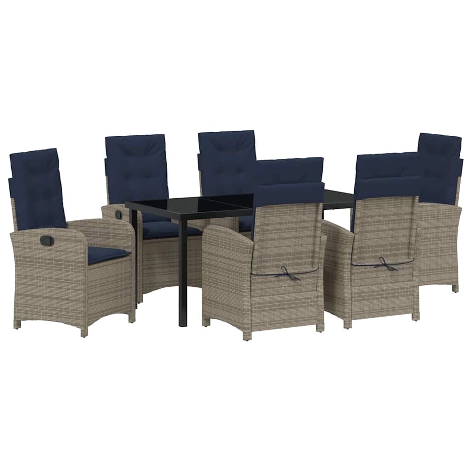 vidaXL Garten Essgruppe 7-Tlg Grau Poly Rattan 3380355 günstig online kaufen