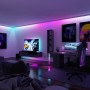Ambiente mit Paulmann EntertainLED: LED-Streifen hinter 75-Zoll-TV für indirekte Beleuchtung.