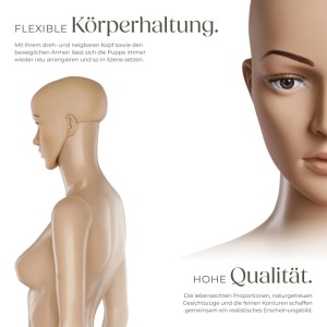 Beige Tectake Schaufensterpuppe, beweglich, 172 cm hoch. Dekorative Figur für Mode.