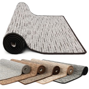 Moderner, anthrazitfarbener Läufer Teppich Geneva, 80x100 cm, mit Muster und Filzrückseite.