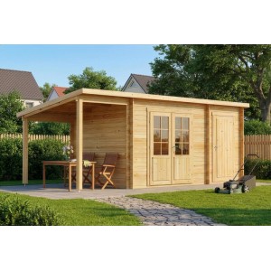 Alpholz Gartenhaus Maria mit Schleppdach, 450x250 cm, naturbelassenes Holz.