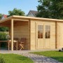 Alpholz Gartenhaus Maria mit Schleppdach, 450x250 cm, naturbelassenes Holz.