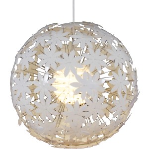 Weiße Näve Pendelleuchte Young Living mit Blumenmuster, Durchmesser 55cm.