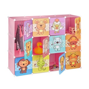 Relaxdays Steckregal Kinderzimmer Kunststoff Blau Stecksystem 145 cm x 110,5 cm x 46,5 cm