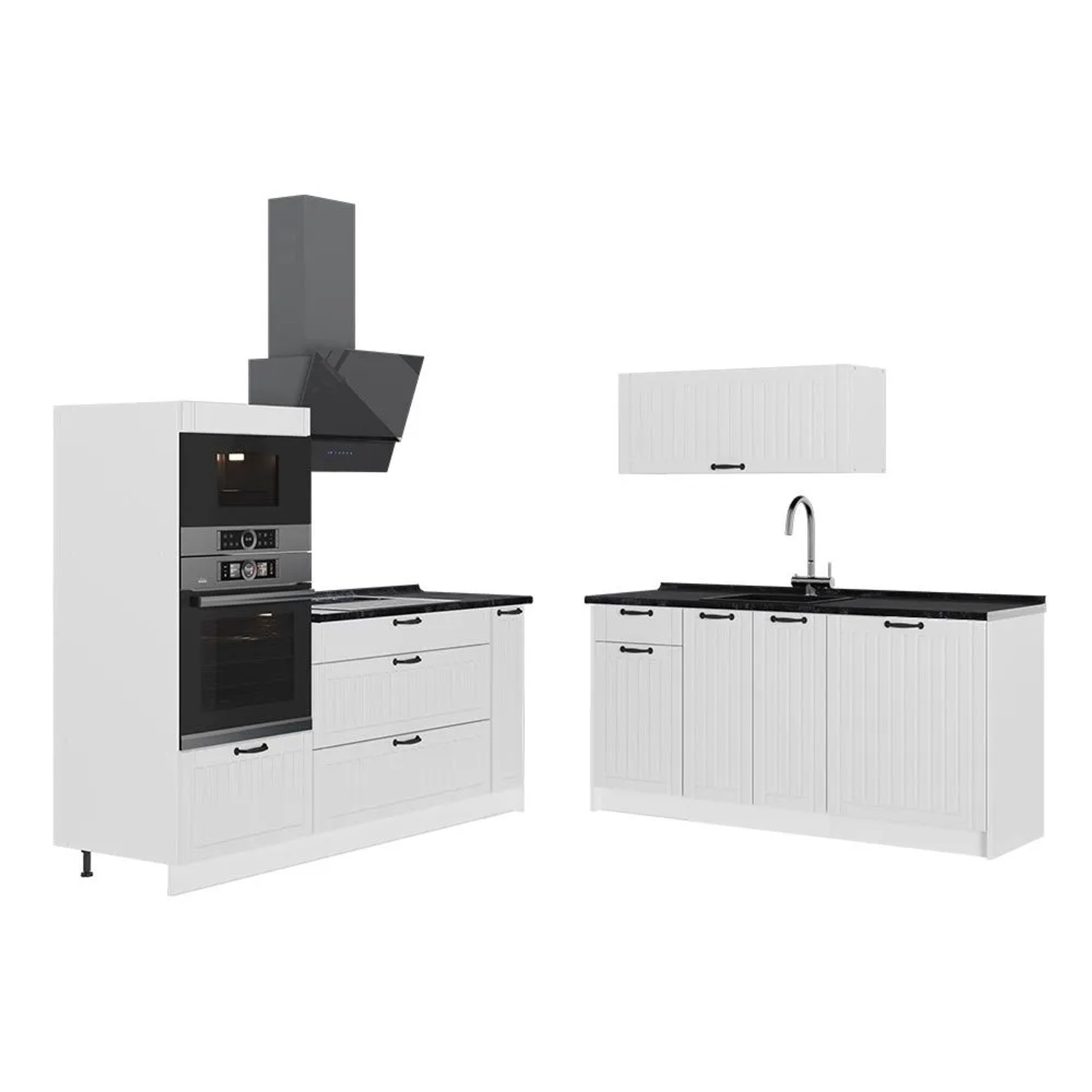Vicco Küchenzeile Fame-Line Weiß Landhaus/Weiß 340 x 154 AP Anthrazit Art Nr 63748