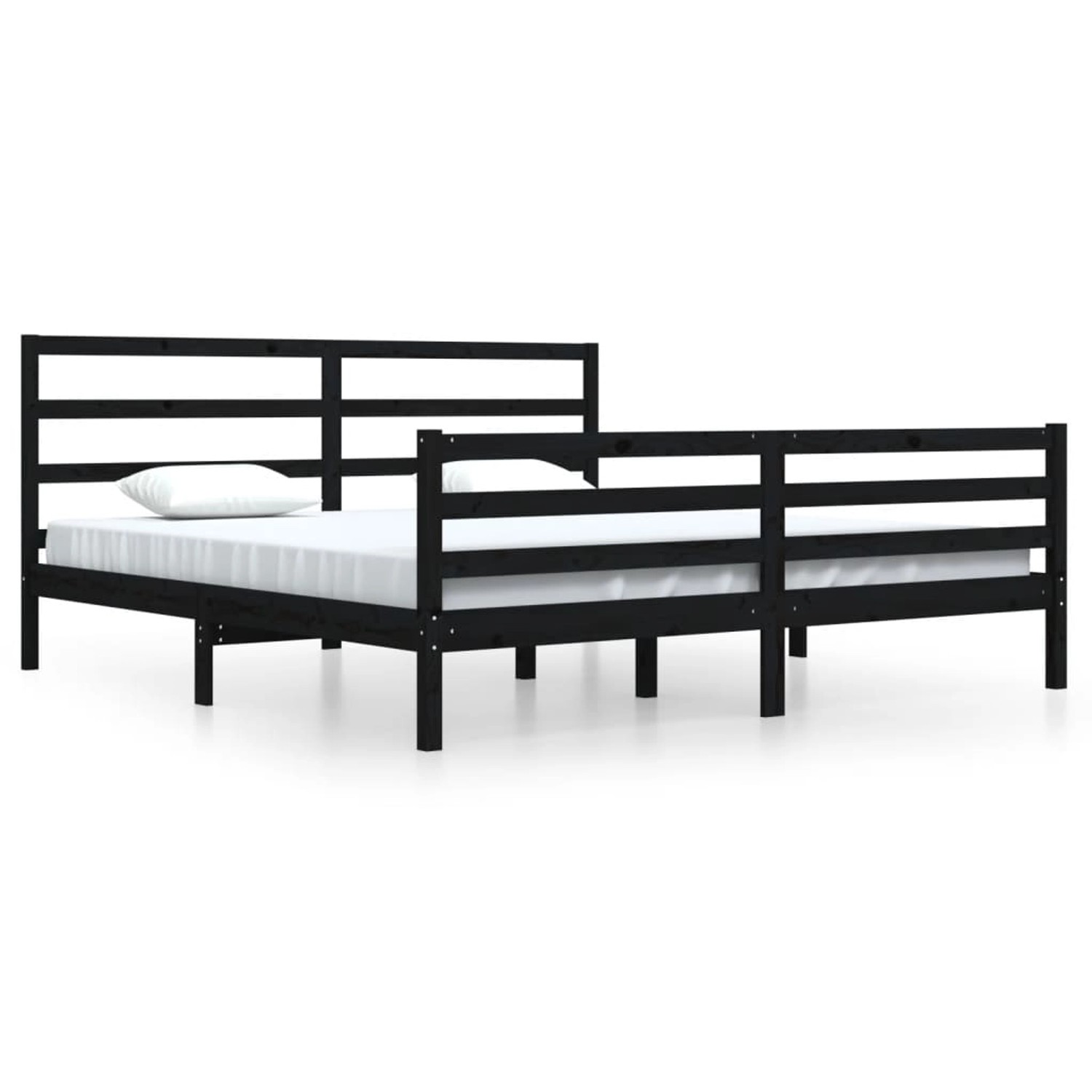 vidaXL Massivholzbett Schwarz Kiefer 200x200 cm1083970 günstig online kaufen
