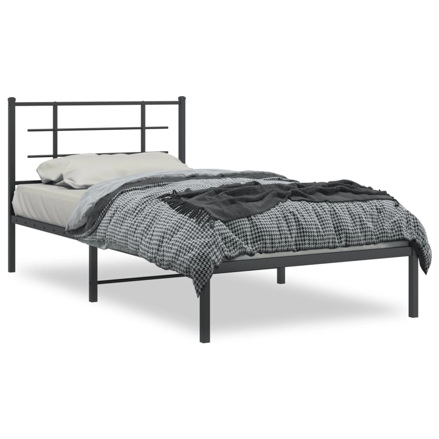 vidaXL Bettgestell mit Kopfteil Metall Schwarz 100x200 cm 355556 günstig online kaufen