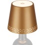 Brilo Akku-Flaschenlicht Flaska, gold-matt, mit Perforation. Dekorative Außenleuchte für Flaschen.