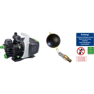 Herkules Hauspaket Tanksystem 4.800 l: Hauswasserautomat, Schwimmer und Hinweisschild