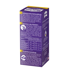 Metylan Tapetenkleister Papier 125g, transparente Packung für Papiertapeten.