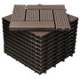 ECD Germany WPC Terrassenfliesen, 55er Set, 30x30cm, dunkelbraune Holzoptik für Terrasse & Balkon.