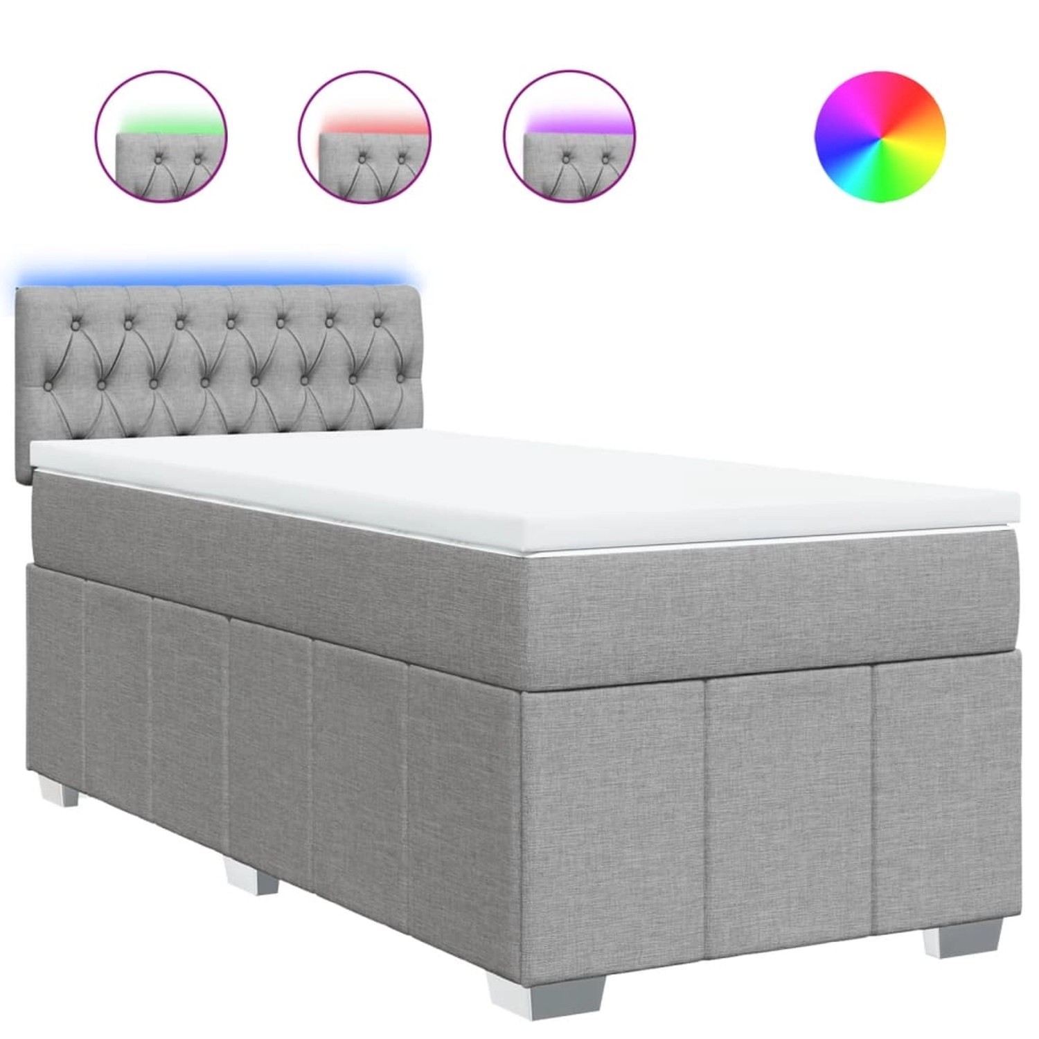vidaXL Boxspringbett mit Matratze Hellgrau 90x190 cm Stoff 3289230