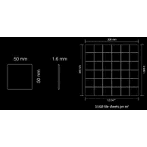 Detailansicht: ALLOY Mosaikfliese Edelstahl Marine Grau, Maße und Anordnung der Mosaiksteine.