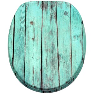 Sanilo WC-Sitz Lumber mit Absenkautomatik, Holz, Türkis mit Holzmaserung.