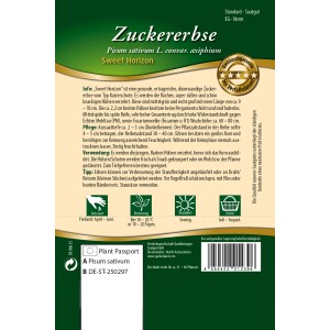 Saatguttüte Quedlinburger Zuckererbse Sweet Horizon: Fadenlose, süße und knackige Erbsen für Gemüse- und Hochbeet.