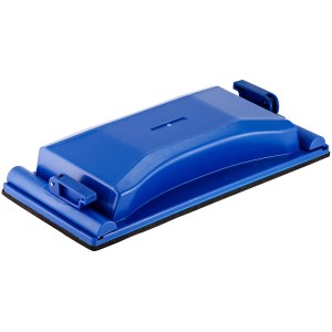 Blauer LUX Handschleifklotz (212x105mm) mit Spannhebeln zum einfachen Schleifpapierwechsel.