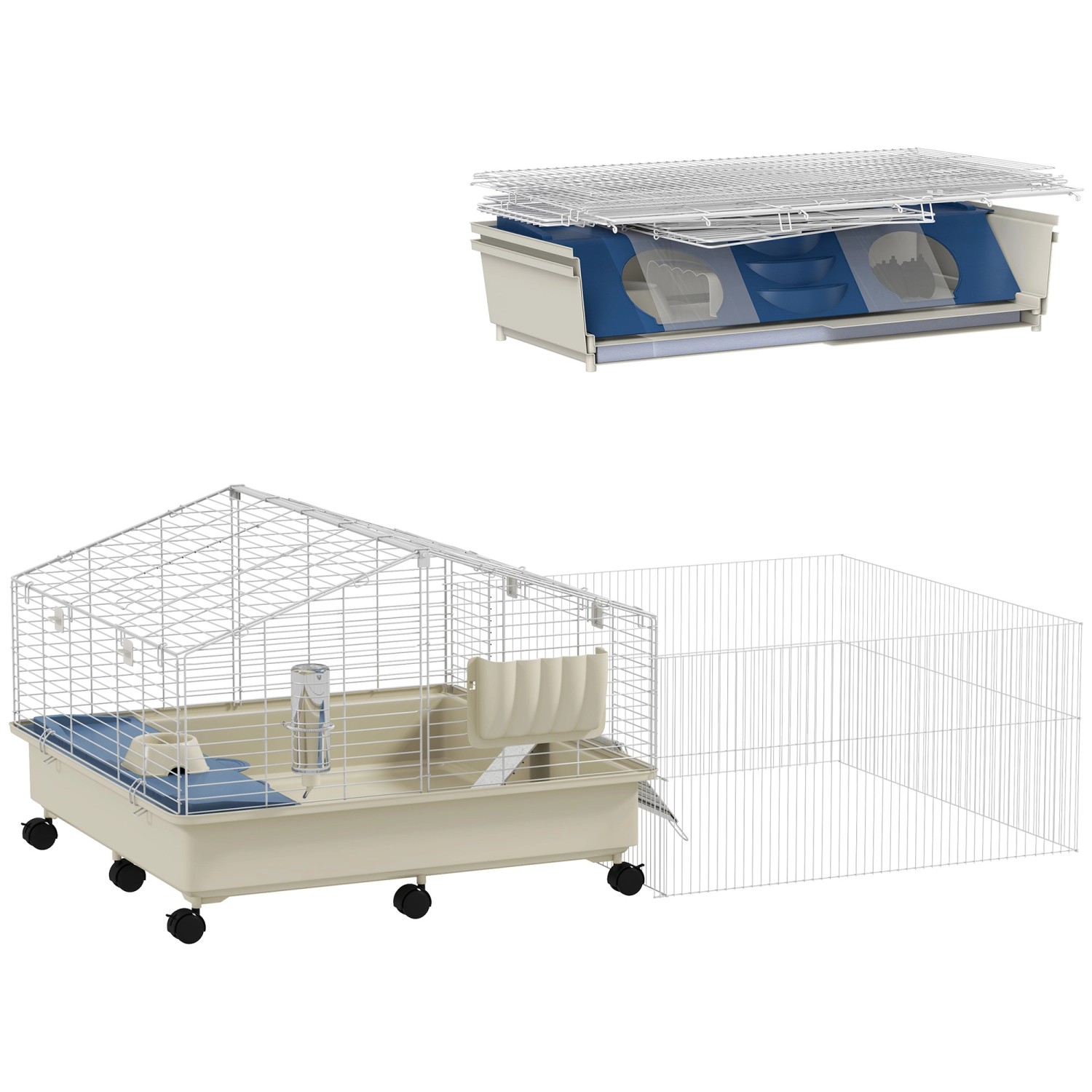 Thumbnail - PawHut Small Animal Cage Stahl Kunststoff Mehrfarbig 173L x 88B x 63H cm