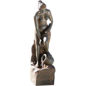 Silex Kunststeinbrunnen Athene, Gartenbrunnen mit LED und Pumpe, 116cm hoch.