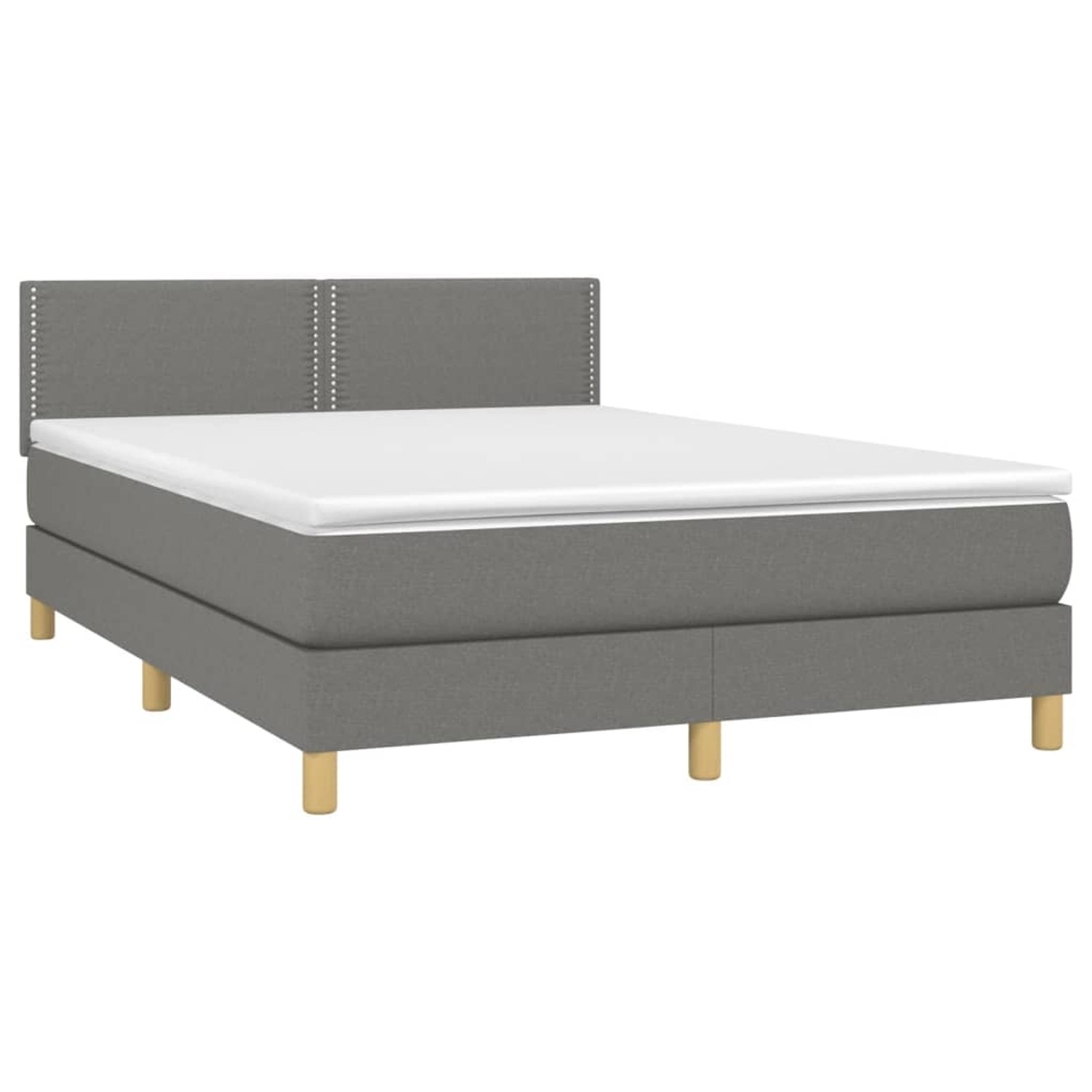 vidaXL Boxspringbett mit Matratze & LED Dunkelgrau 140x190 cm Stoff 3133630 günstig online kaufen