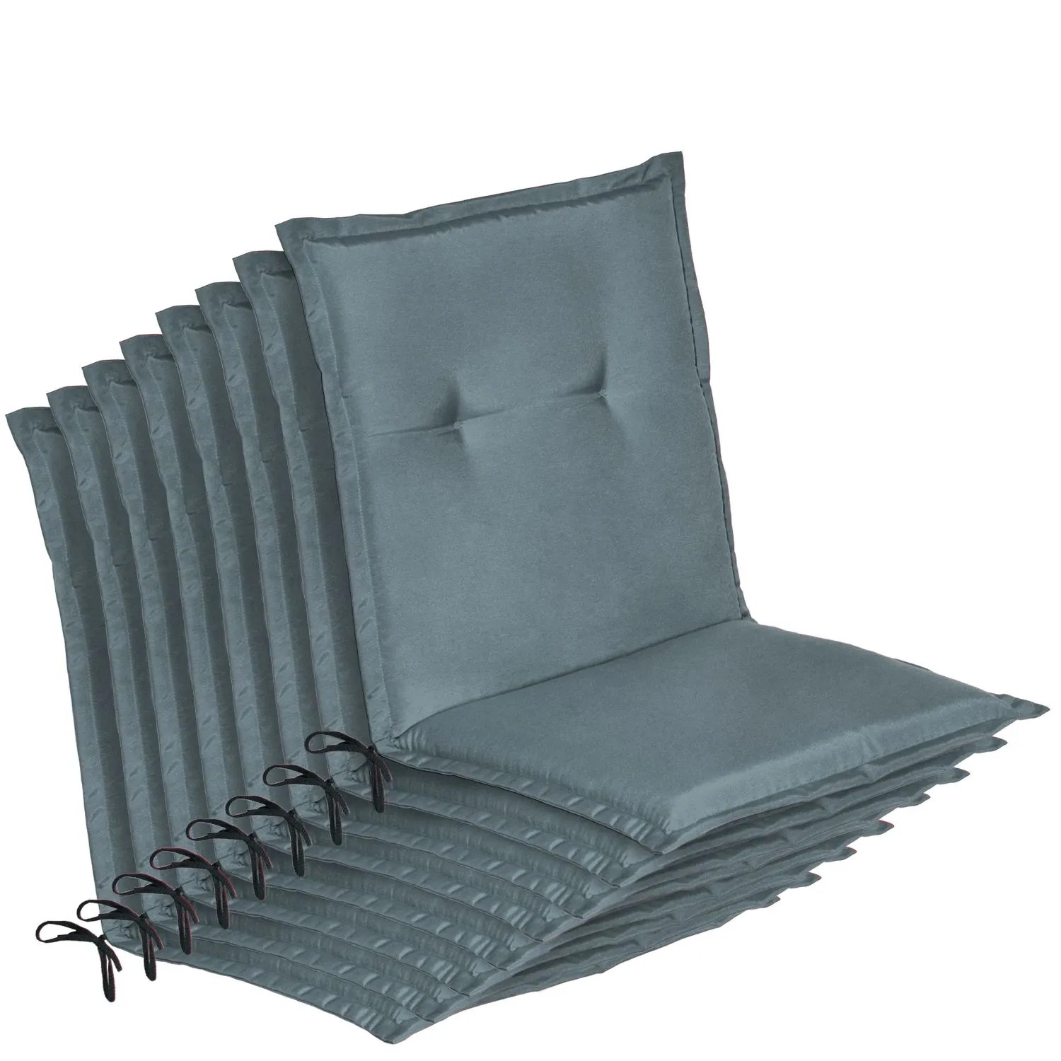 Beautissu 8er Set Niedriglehner Auflage Gartenstuhl Loft NL 100x50x6cm Taubenblau