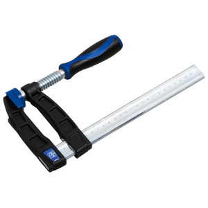 LUX Schraubzwinge Temperguss 200x100 mm Comfort, Spannwerkzeug mit blau-schwarzem Griff.