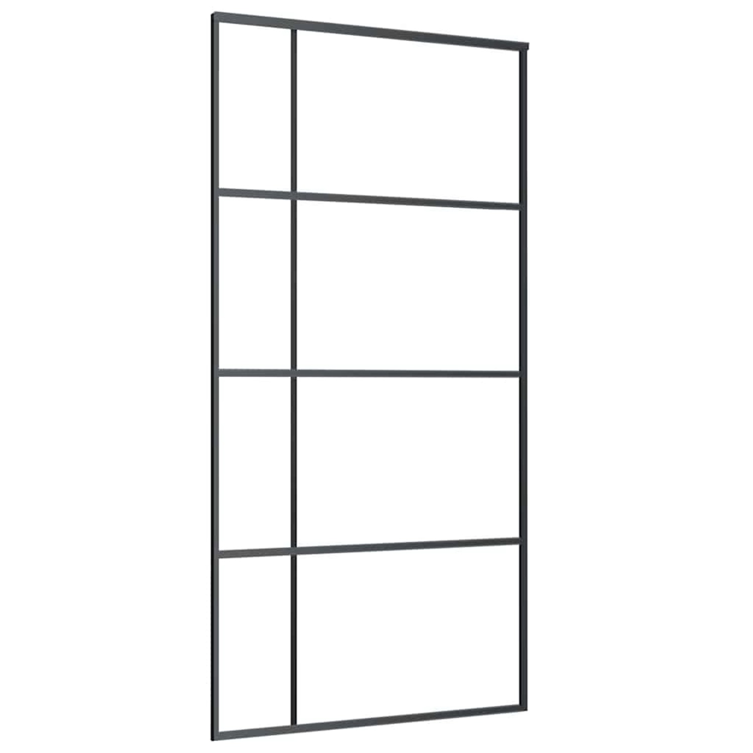 vidaXL Schiebetür ESG Glas und Aluminium Mattiert 102,5x205 cm Schwarz 1516 günstig online kaufen