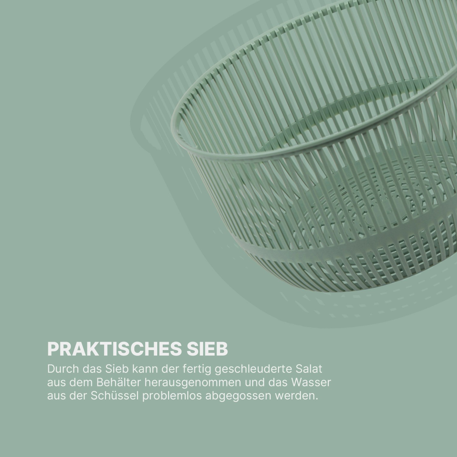 Grüne ProHome Salatschleuder (Ø20cm) Sieb, ideal zum Abtropfen von Salat und Gemüse.