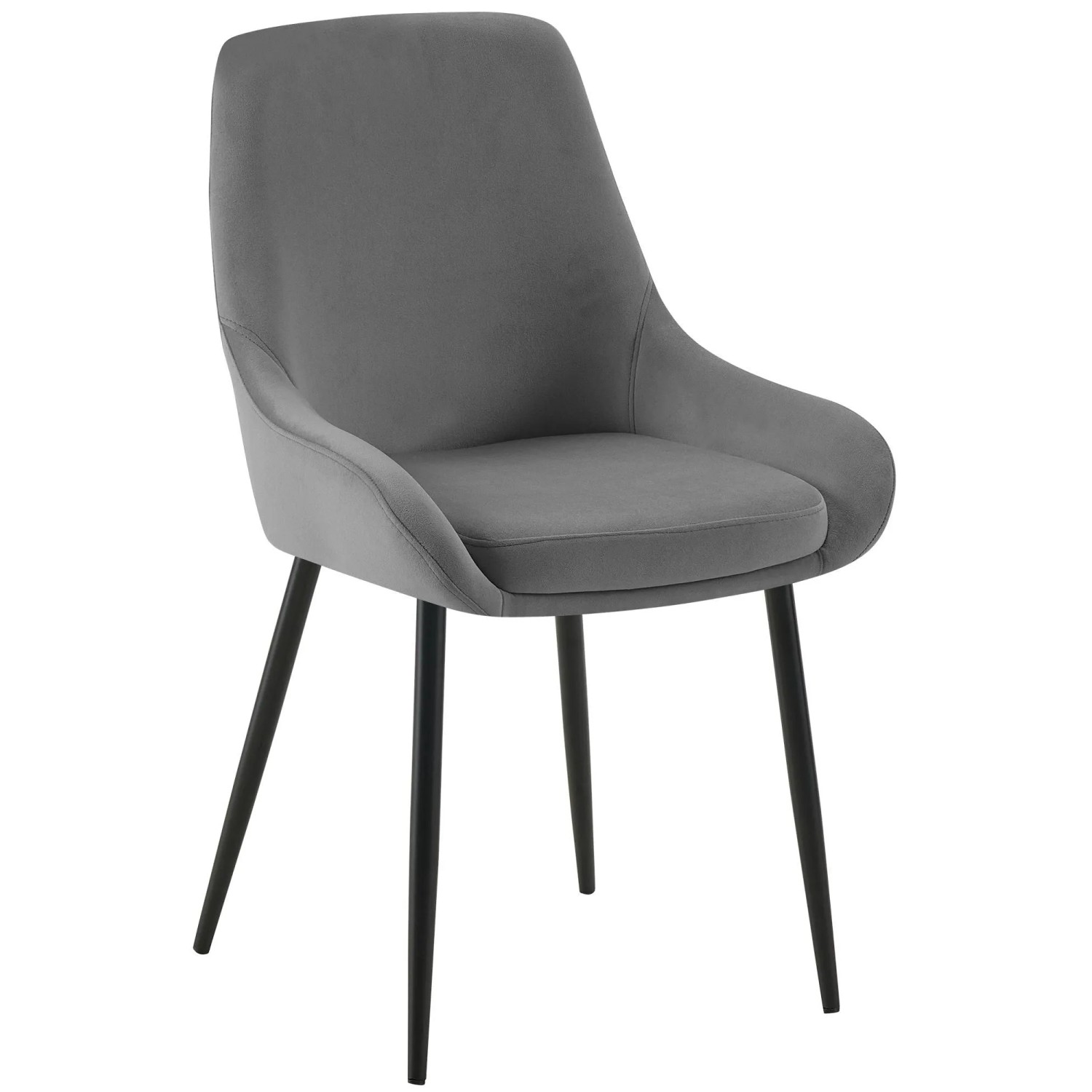 DELUKE Esszimmerstuhl PUNAR Samt Dunkelgrau 50x53x86cm Schwarz Essstühle Esszimmerstühle Küchenstühle Wohnzimmerstühle