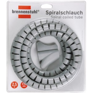 Brennenstuhl Spiralschlauch, 2,5 m, grau, zur Kabelbündelung mit Aufziehwerkzeug in Verpackung.
